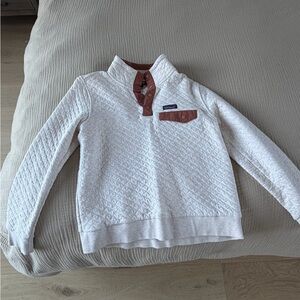 Patagonia Cream Quilted Pullover with Tan Buttons